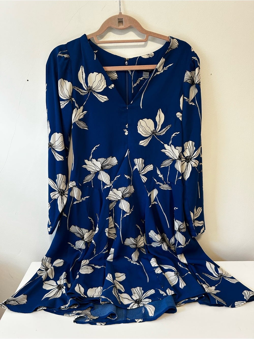 Tommy Hilfiger Blue Floral Long Sleeve Flowy Midi Dress